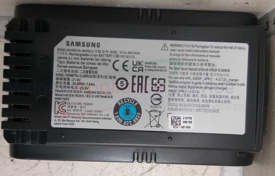 SAMSUNG VACUUM CLEANER BATTERY LITHIN IRON - DJ96-00227E - DJ96-00227E - Part for - - Models: 0000, VS15A6032R7/SA SAMSUNG VACUUM CLEANER BATTERY LITHIN IRON - DJ96-00227E - DJ96-00227E - Part for - - Models: 0000, VS15A6032R7/SA
