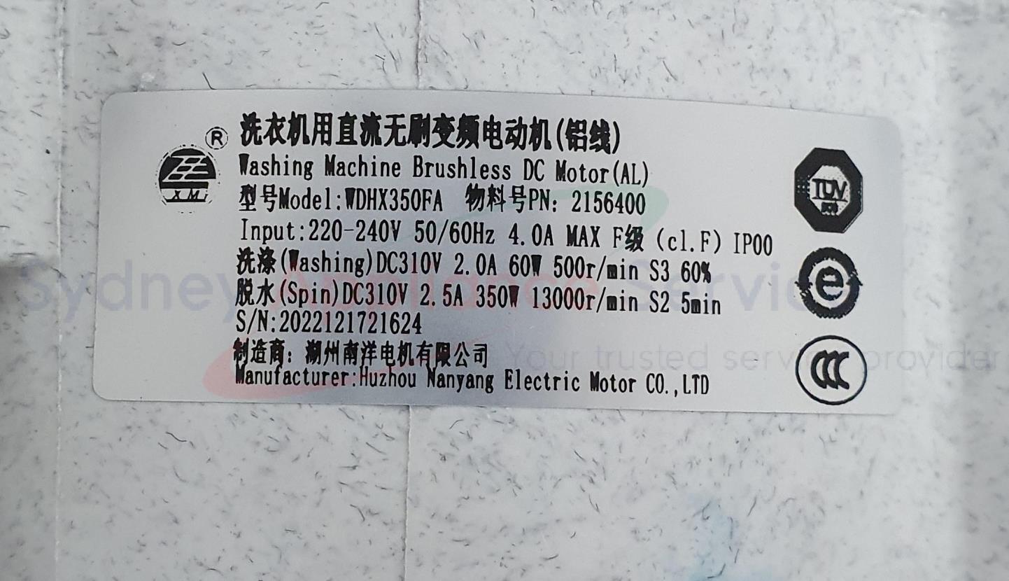 HISENSE WASHING MACHINE MOTOR - K2156400 - K2156400 - Part for - - Models: HWFY7514, HWFY8514, W901U, W9030, WA13R HISENSE WASHING MACHINE MOTOR - K2156400 - K2156400 - Part for - - Models: HWFY7514, HWFY8514, W901U, W9030, WA13R