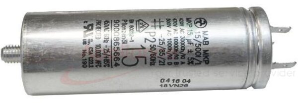 BOSCH DRYER CAPACITOR 15UF - 10016807 - 10016807 - Part for  -  - Models: WQG235D8AU/01, WQG24200AU/01, WQG24200AU/06, WQG24201AU/01, WTH83001AU/05, WTH8300AU/05, WTH8300AU/07, WTH8300AU/12, WTX88M20AU/04, WTX88M20AU/05, WTX88MH0AU/05
