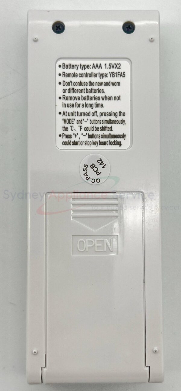 KELVINATOR AIR CON REMOTE CONTROL YS1FA 'E SERIES - 4055898912 - 4055898912 - Part for  -  - Models: 