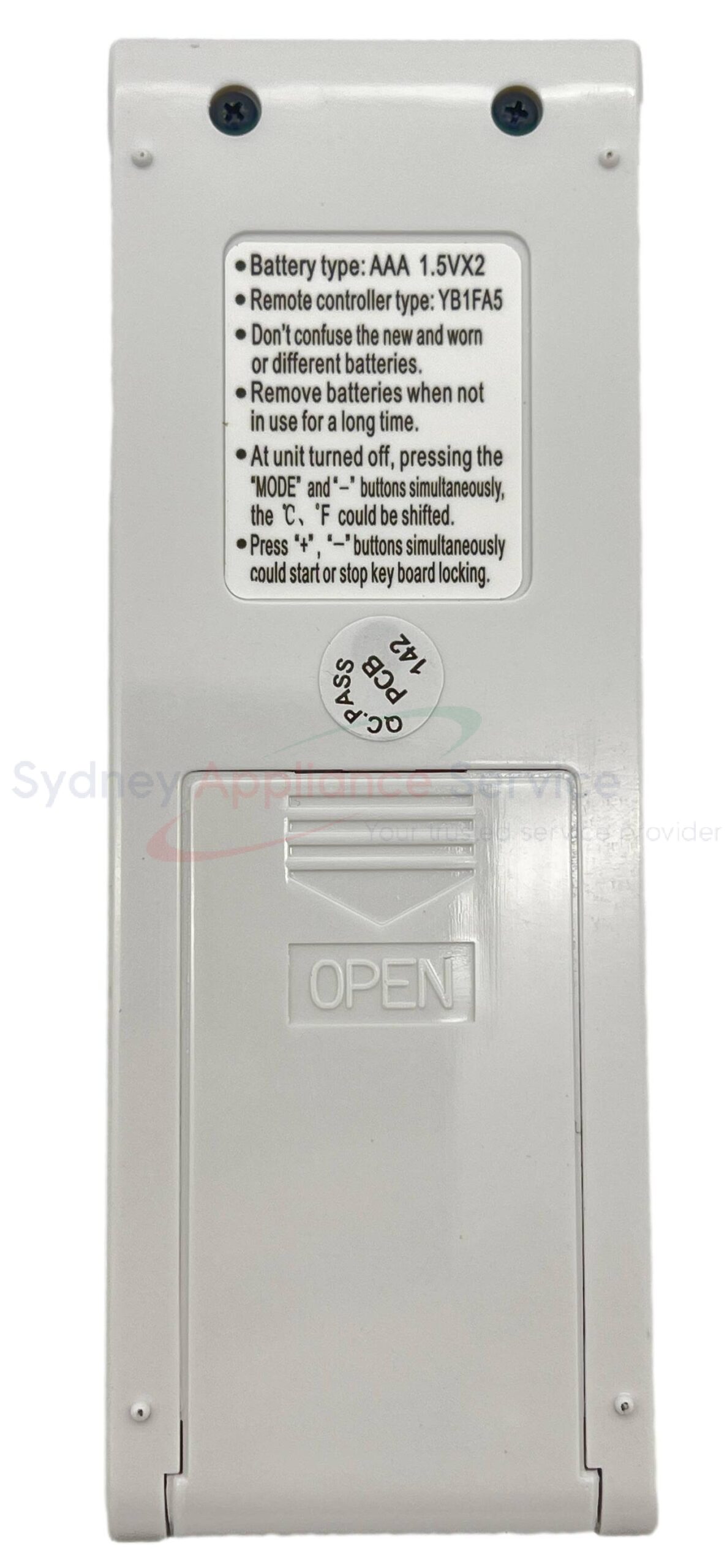 KELVINATOR AIR CON REMOTE CONTROL YS1FA 'E SERIES - 4055898912 - 4055898912 - Part for - - Models: KELVINATOR AIR CON REMOTE CONTROL YS1FA 'E SERIES - 4055898912 - 4055898912 - Part for - - Models: